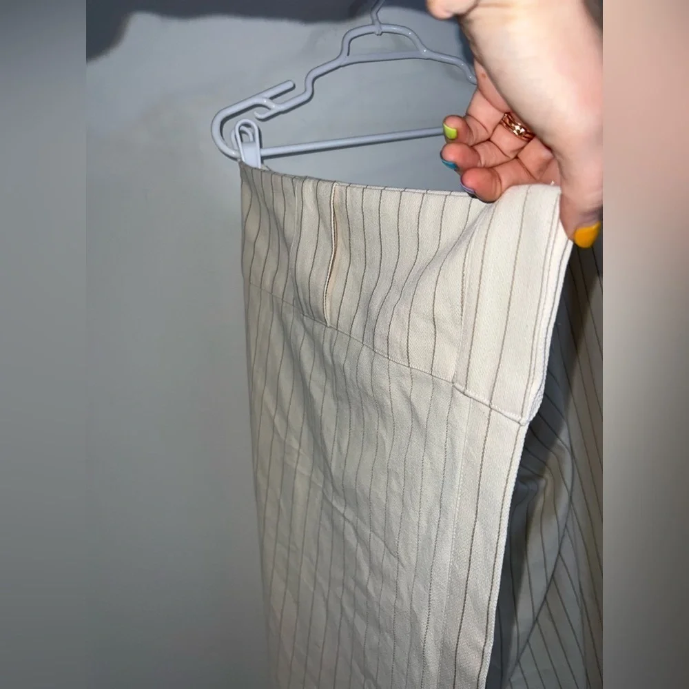 Anthropologie Ticking Stripe Cotton Woven Curtain 1 panel neutral
